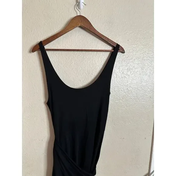 Reformation Kaila Knit Wrap Dress Tulip Hem Black Womans Medium - Picture 4 of 8